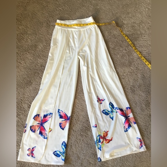 Slit Butterfly Print Wide Leg Pants NWOT - Picture 9 of 13